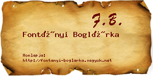 Fontányi Boglárka névjegykártya